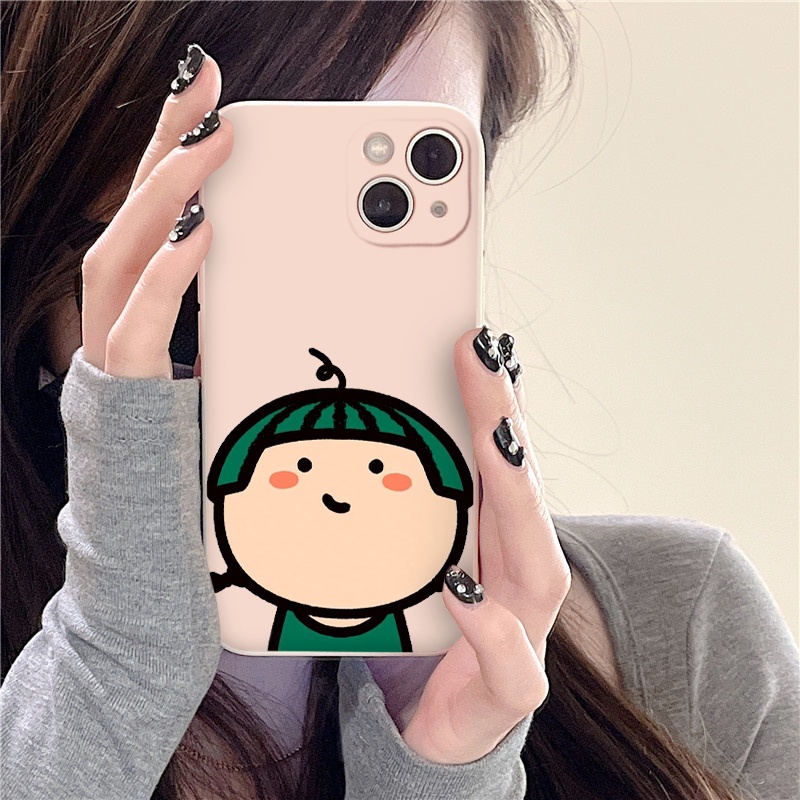 Ốp silicon iphone cô bé đội mũ dưa hấu ip 7plus 8plus x xsmax 11 12 13 14 pro promax 11promax 12promax 13promax e4545