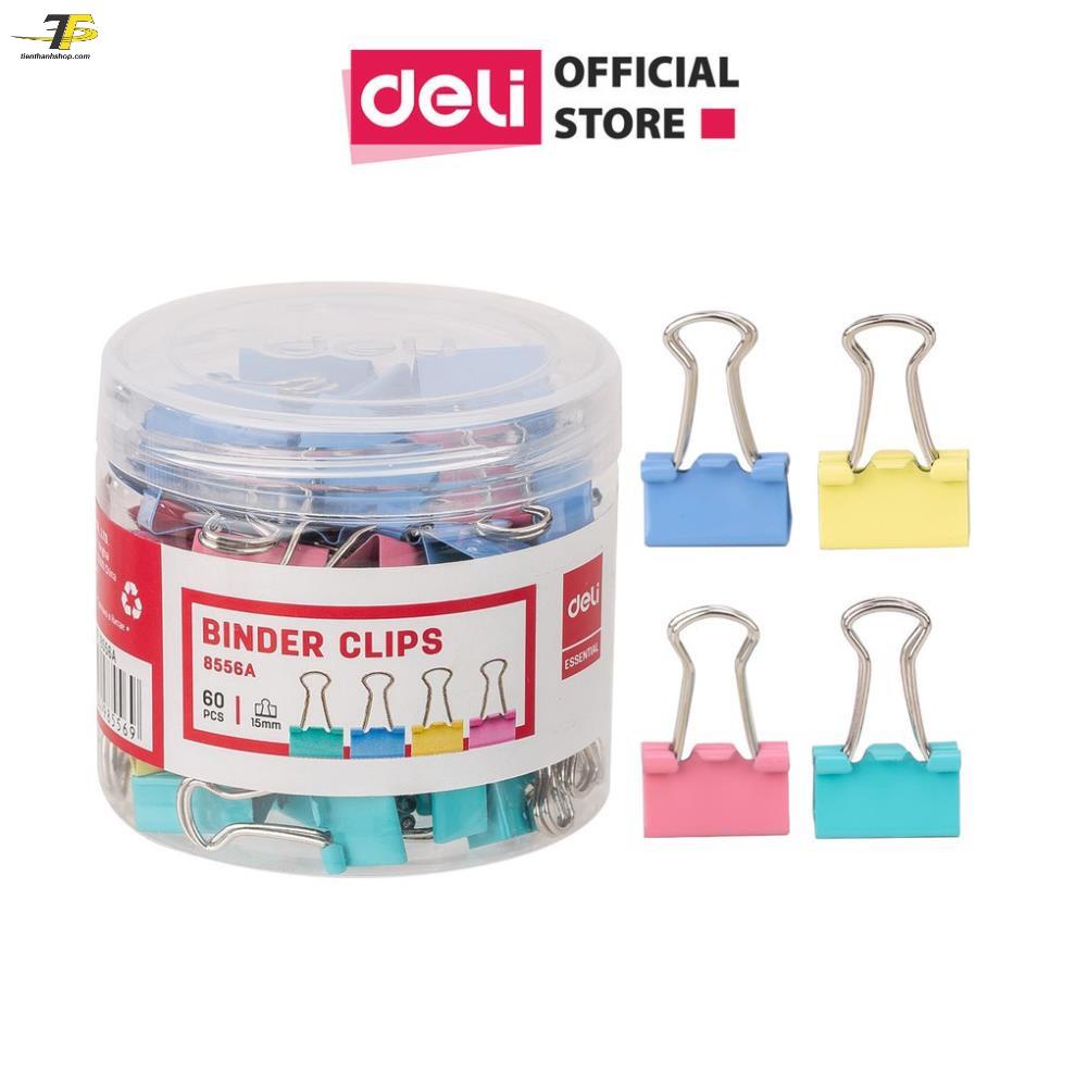 Kẹp bướm màu 15mm Deli E8556A - 60 chiếc/hộp