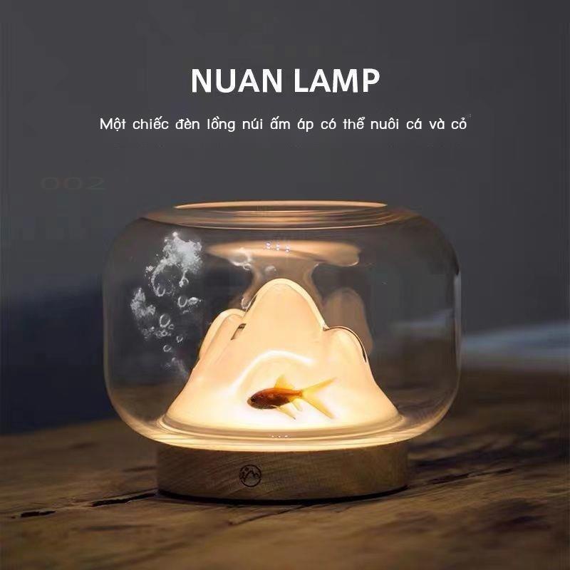 Ấm Áp Núi Tuyết Núi Cá Sáng Tạo Bầu Không Khí Đèn Sạc Đầu Giường Đèn Ngủ Sáng Tạo Kính Cá Vẻ Đẹp Cao Cấp