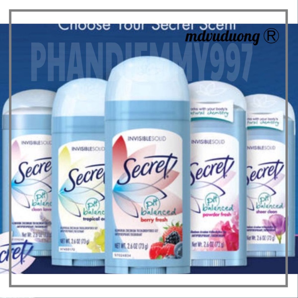 Lăn Nách Khử Mùi Secret USA Cho Nữ Invisible Solid ( Đủ Mùi )