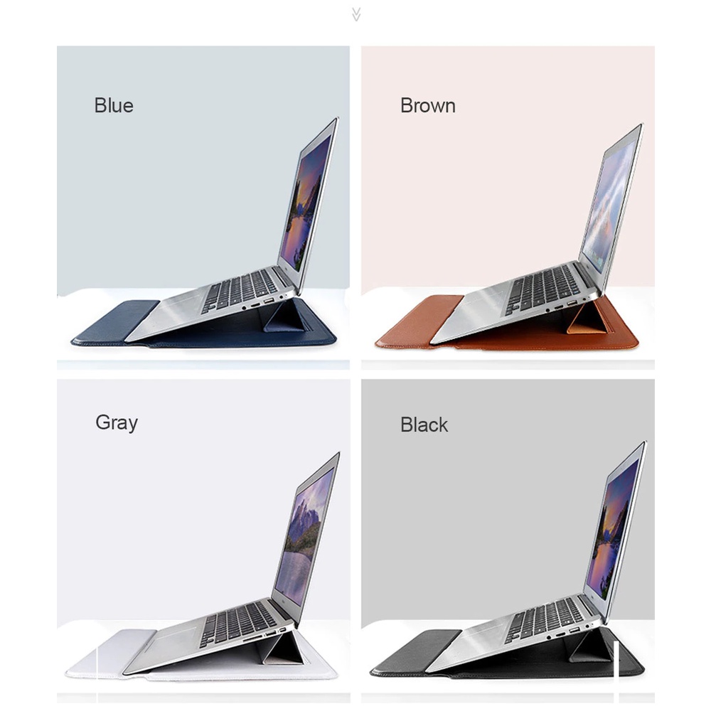 Bao da Laptop kèm đế kê máy tiện lợi, thời trang, chống trầy xước, bảo vệ máy
