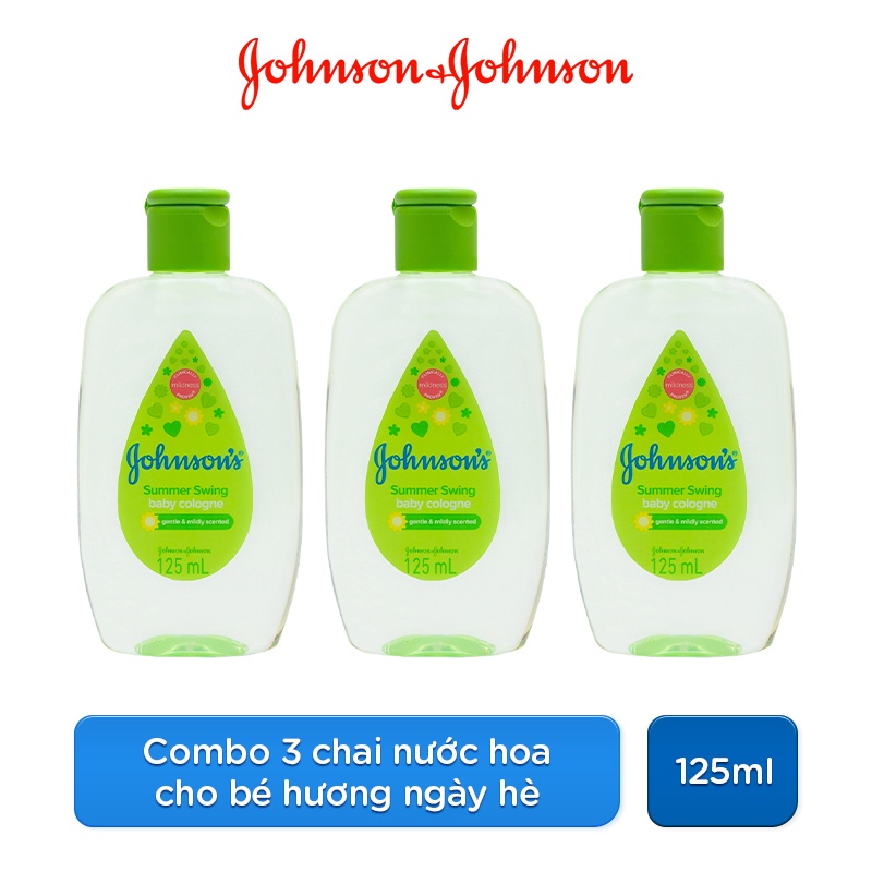 Combo 3 Chai Nước Hoa Cho Bé Johnson's Baby Cologne Hương Ngày Hè Summer Swing Baby Cologne 125ml