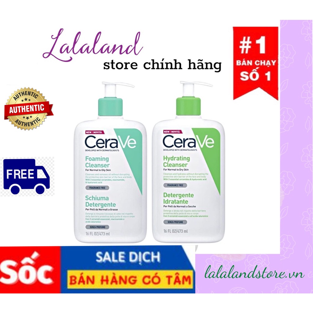 Sữa rửa mặt Cerave đủ size đủ loại CeraVe Foaming Facial Cleanser và Cerave Hydrating Facial Cleanser cho da nhạy cảm