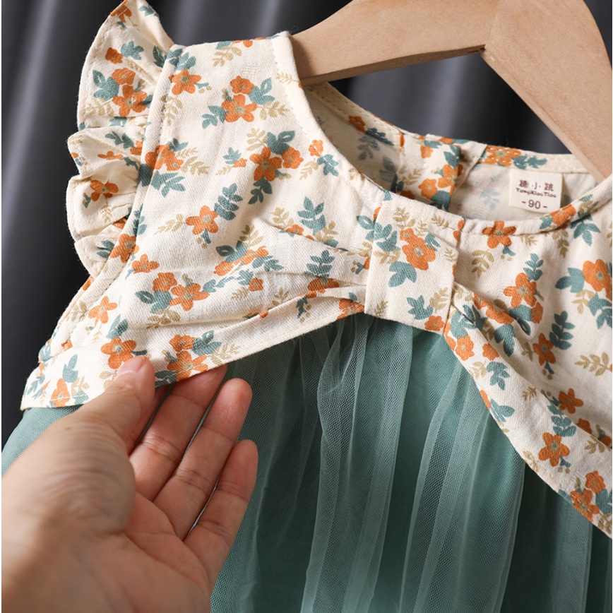 Đầm Công Chúa Vải Voan In Hoa Thời Trang Mùa Hè 2023 Mới Cho Bé Gái