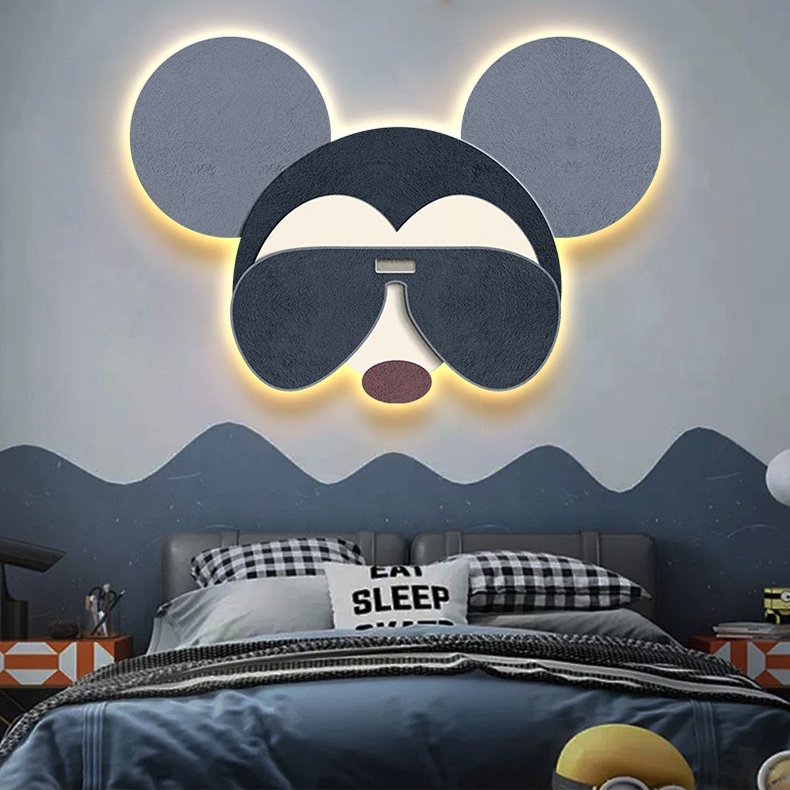 Tranh Tráng Gương 3D Chuột Mickey Tích Hợp Đèn Led Có Điều Khiển Từ Xa Tranh Treo Phòng Ngủ Góc Học Tập...