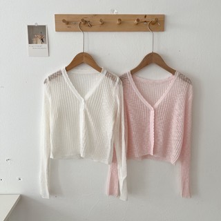 áo cardigan dệt mỏng 1 cúc dài tay khoác ngoài ladida