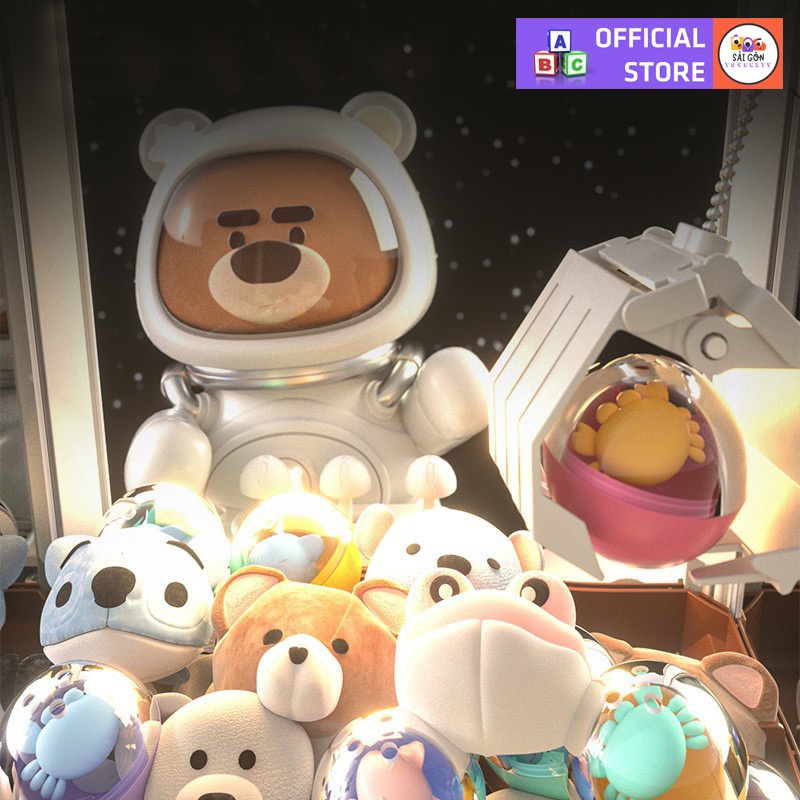 Máy Gắp Thú Mini Gấu Boonie Phi Hành Gia Kích Thước Lớn Có Nhạc, Đèn Kèm Xu Đếm Thời Gian, Có Sẵn Nhiều Thú Bông Cho Trẻ