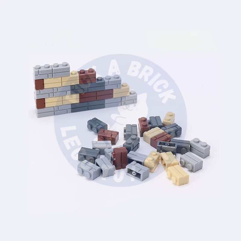 Combo 10 viên Gạch 1x2  - Đồ chơi lắp ráp gạch MOC part Gạch vân tường 1x2 Gạch xây thành trì