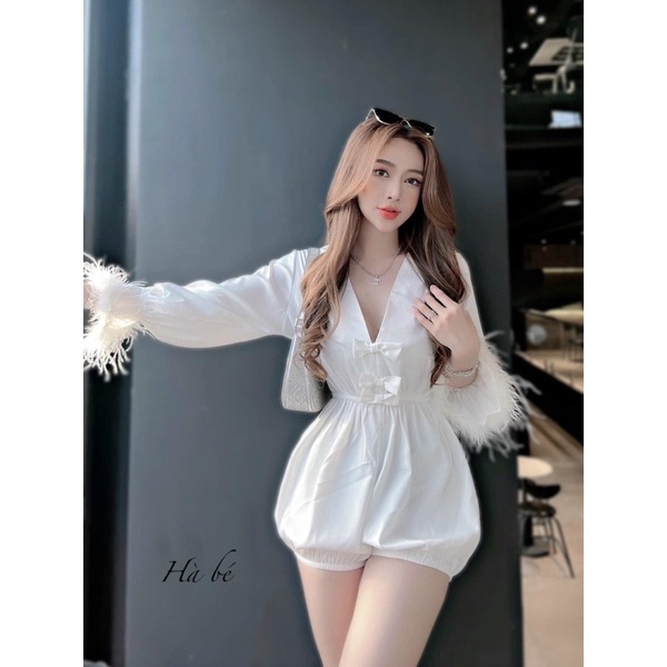 Jum phi thun tay dài phối lông vũ sang chảnh siêu hot- hàng đẹp, jum tay lông chuẩn phom loại 1, jum quần bí thụng đẹp | BigBuy360 - bigbuy360.vn