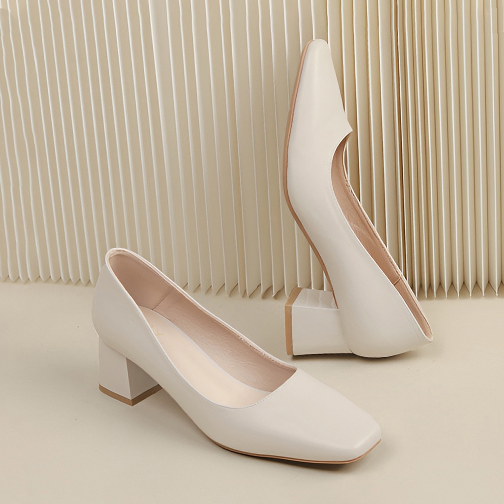 Giày cao gót đế vuông basic, giày cao gót mũi vuông thanh lịch cao 5cm_AA0388