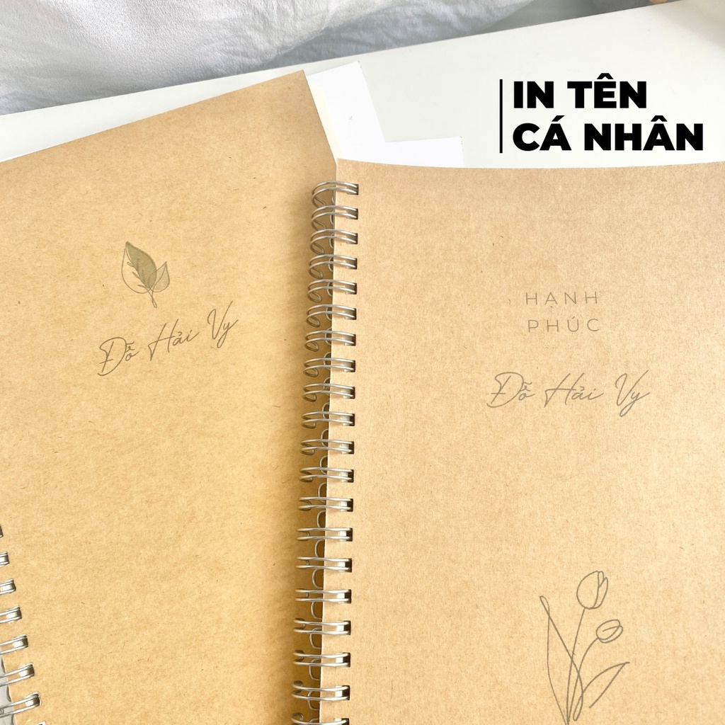 Sổ tay cỡ A5 bìa Kraft in tên cá nhân Tình yêu 120 trang_Guden Stationery