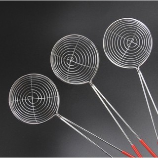 Vợt vớt trân châu, topping inox cán đỏ đường kính vợt 6.5cm - 10cm
