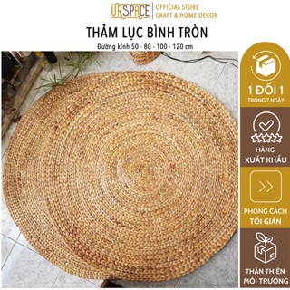 Thảm trải sàn phòng khách hình tròn URSPACE bằng lục bình (bèo) trang trí decor