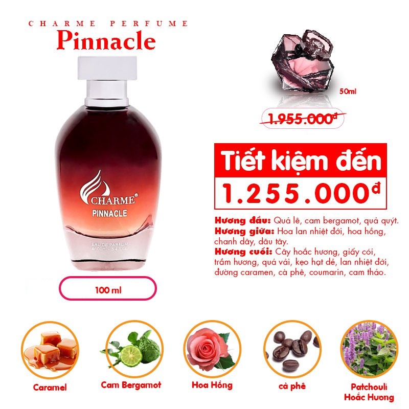 Nước hoa nữ Charme Pinnacle 10ml quyến rũ nồng nàn gợi cảm