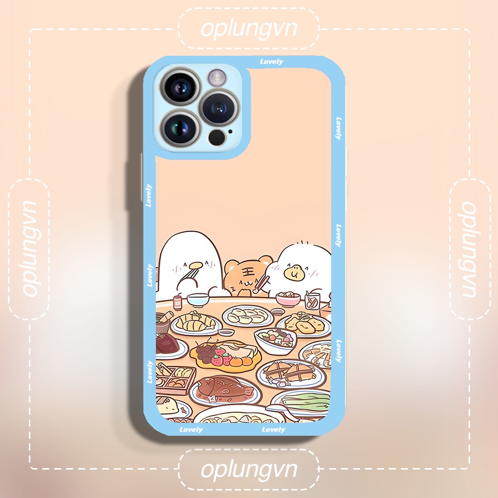 Ốp iphone BVC Vịt con Ăn cỗ cạnh vuông 6 6plus/6s/6splus/7/7plus/8/8plus/x/xr/xs/11/12/pro/promax/13/14Pro tr3183