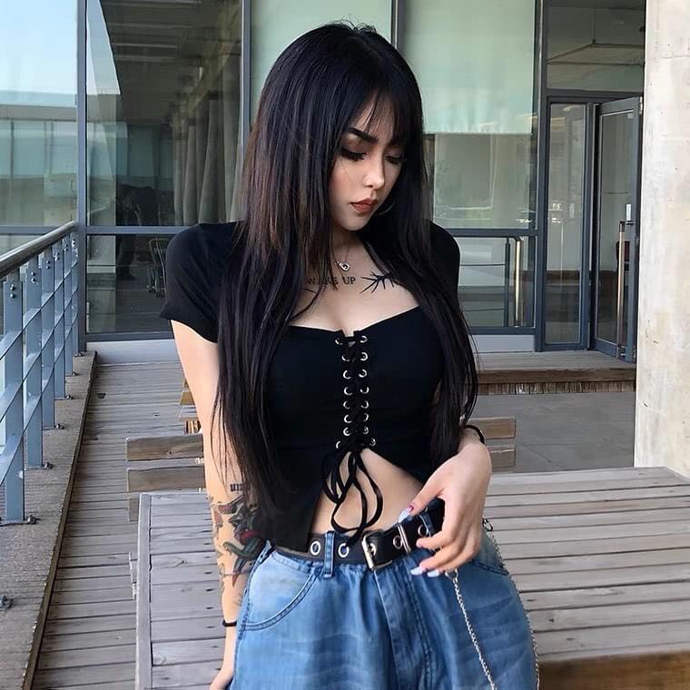 [Bigsize 55-100kg]Áo crotop đan ngực sexy bigsize