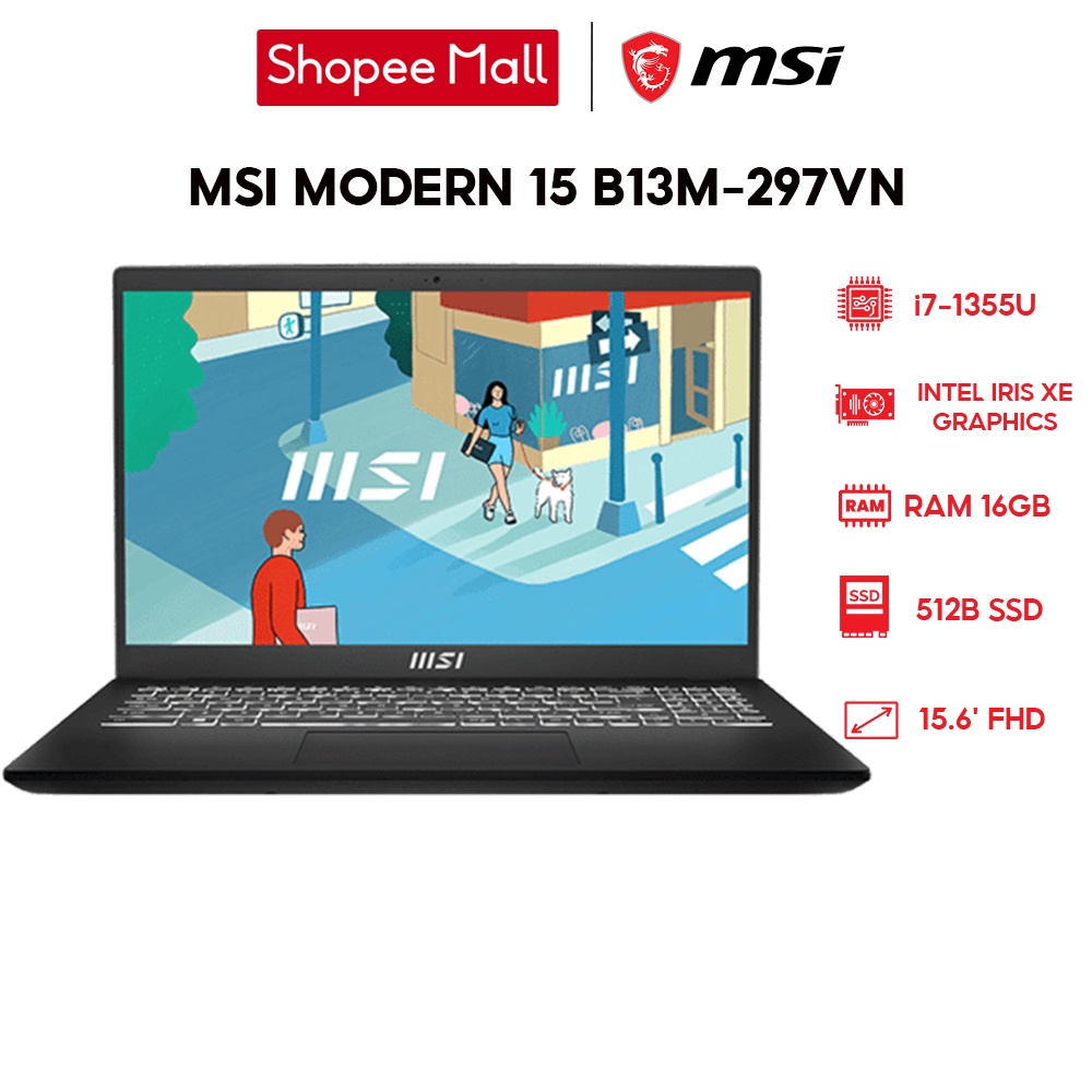 Laptop MSI Modern 15 B13M-297VN i7-1355U | 16GB | 512GB | 15.6' FHD | Win 11