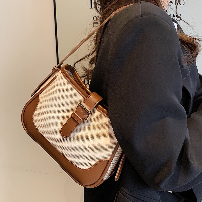 Túi xách kẹp nách nữ đeo vai chất vải canvas thiết kế phối màu vintage thời trang MINGA  đi chơi đi học đi làm 201 Y-20