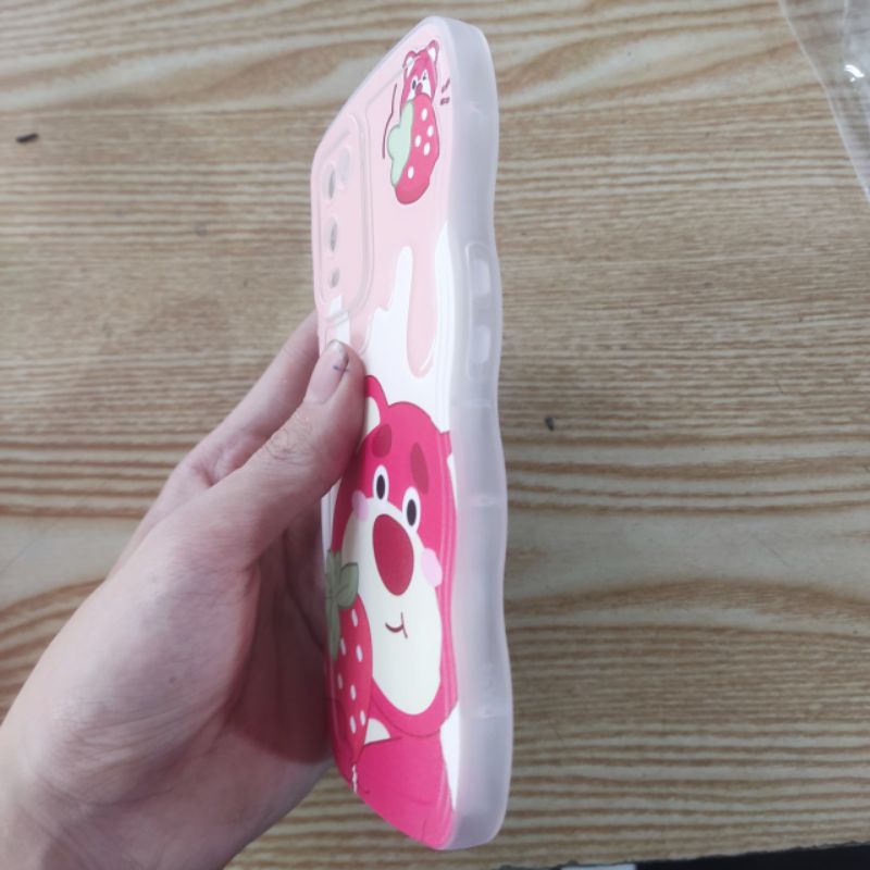 Ốp lưng Oppo A54 dẻo viền lượng sóng lưng in hình gấu dâu có bảo vệ camera