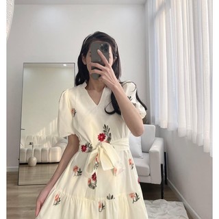 váy thô hoa kèm đai 2 lớp