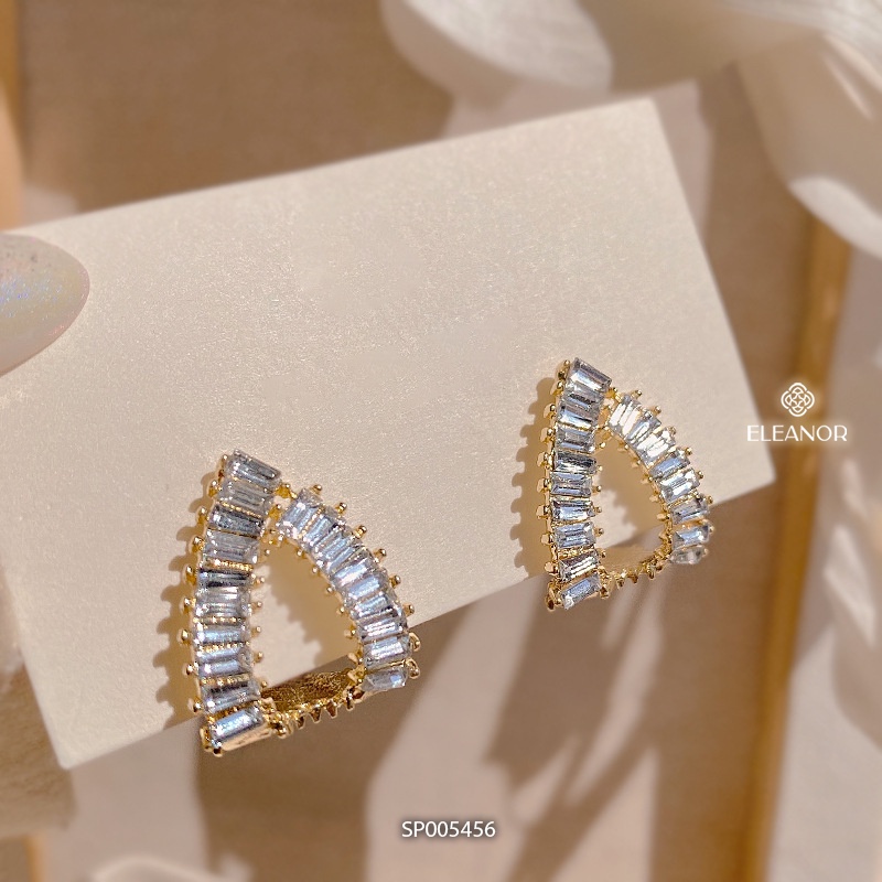 Bông tai nữ chuôi bạc 925 Eleanor Accessories hình tam giác đính đá phụ kiện trang sức 5456