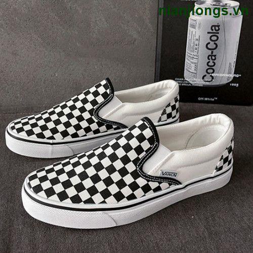 Giày Lười Vải canvas Họa Tiết Kẻ Sọc Phong Cách Harajuku Thời Trang Mùa Xuân Cho Nam