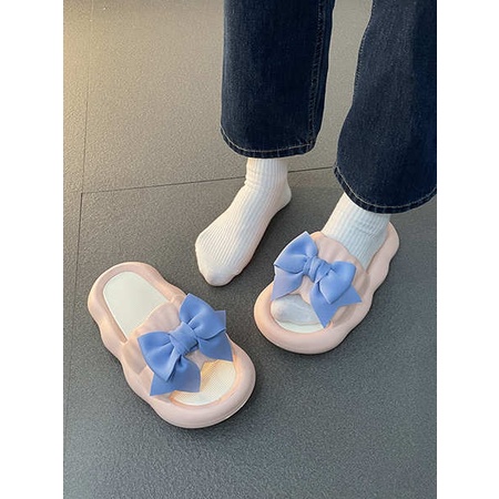 Dép bánh mì nơ dễ thương mặc bên ngoài đế dày mẫu mới