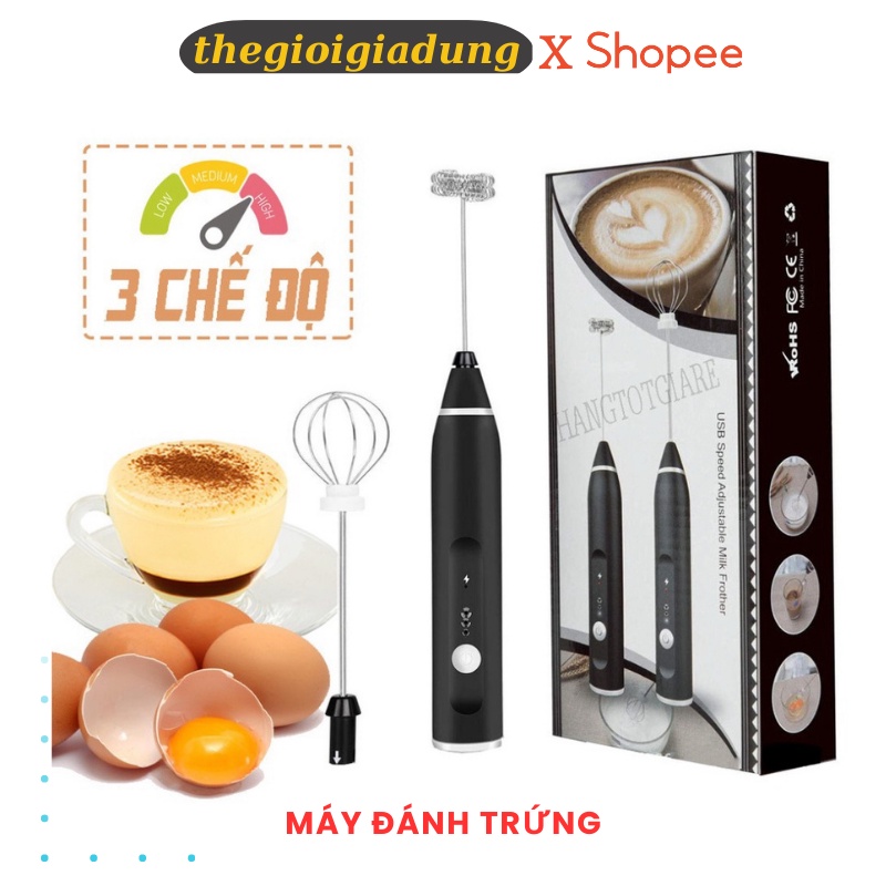 Máy Đánh Trứng, Đánh Sữa Và Tạo Bọt Cafe Di Động Cầm Tay 3 Tốc Độ Sử Dụng Pin Sạc Cao Cấp, Tiện lợi trong nhà bếp