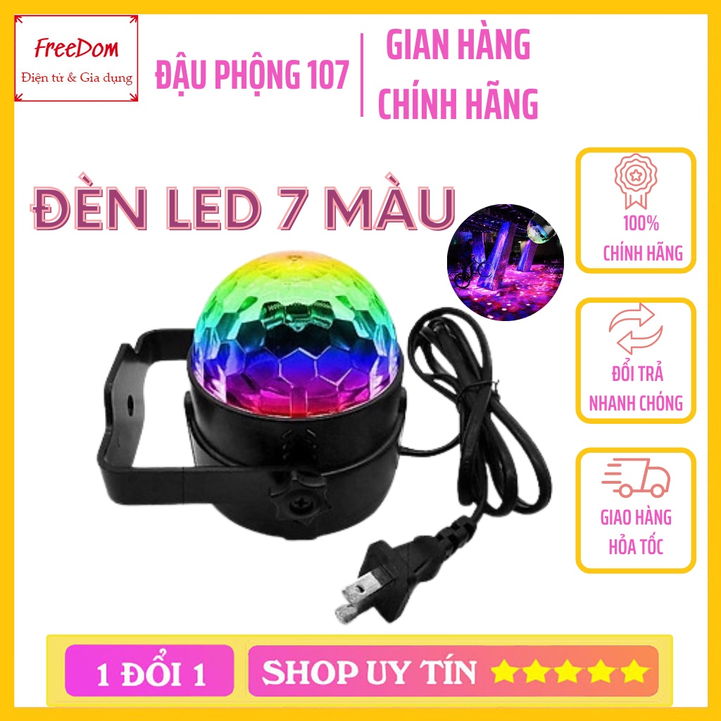 Đèn LED 7 màu vũ trường cảm ứng nhạc, bóng đèn LED trụ, đèn LED xoay 7 màu sân khấu chớp theo nhạc, Đèn nháy theo nhạc,