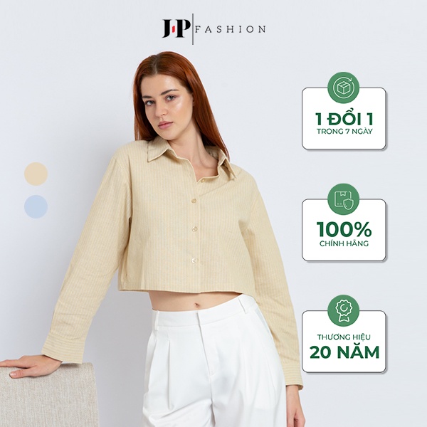 Áo Sơ Mi Croptop Nữ JP FASHION Chất Liệu Kate Tôn Form Chuẩn Dáng Với Thiết Kế Năng Động, áo sơ mi nữ phối đồ 10607281