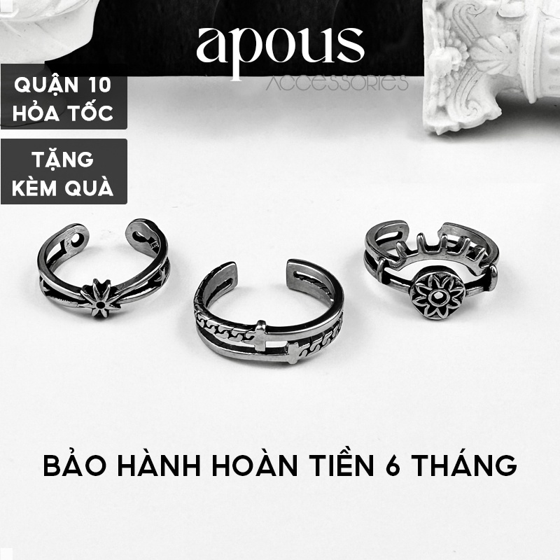 Nhẫn nam nữ Gothic Style Freesize N077 - Thép Titan - Phụ kiện trang sức Unisex Apous