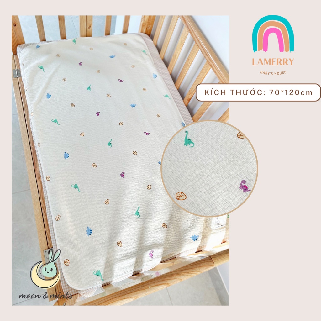 Tấm lót chống thấm xô Muslin cao cấp size 70X120 cm thoáng mát, mềm mại, tiện lợi, lót chống thấm mùa hè cho bé sơ sinh