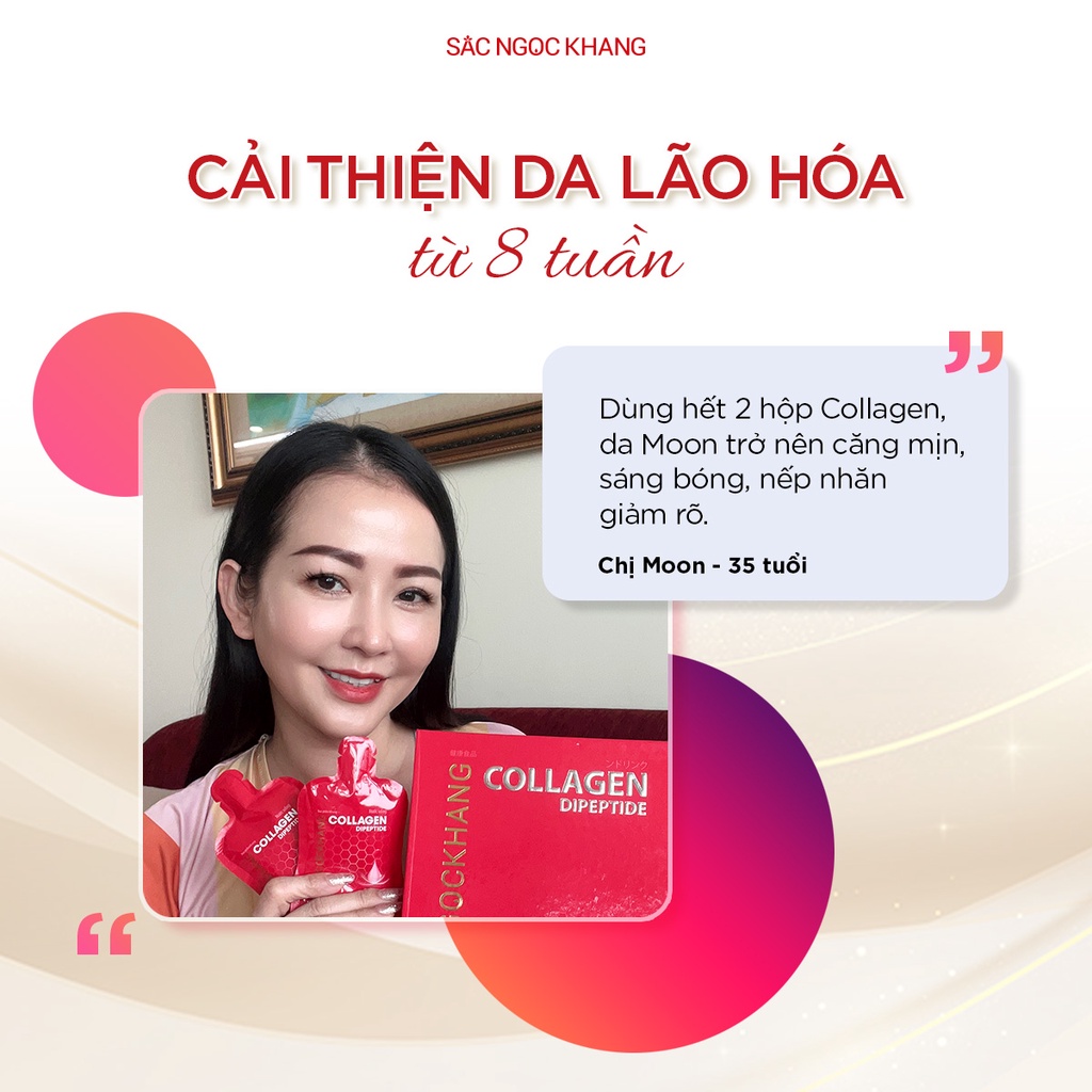 Nước uống đẹp da Collagen Dipeptide Sắc Ngọc Khang hấp thụ nhanh và vượt trội giúp trẻ hóa làn da - săn chắc và sáng mịn