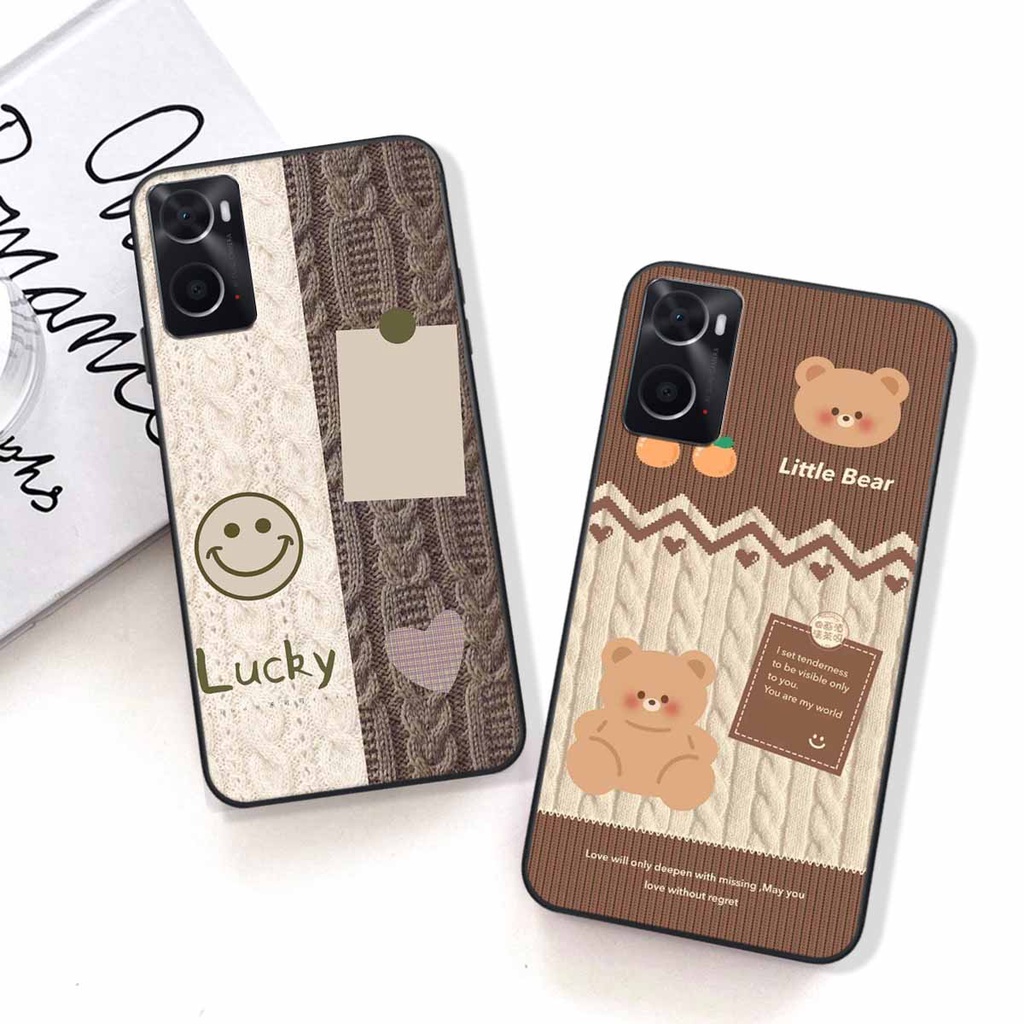 Ốp lưng Oppo A36 / A76 / A96 4G / A96 5G in hình họa tiết len Lucky Bunny,Bear,Smile