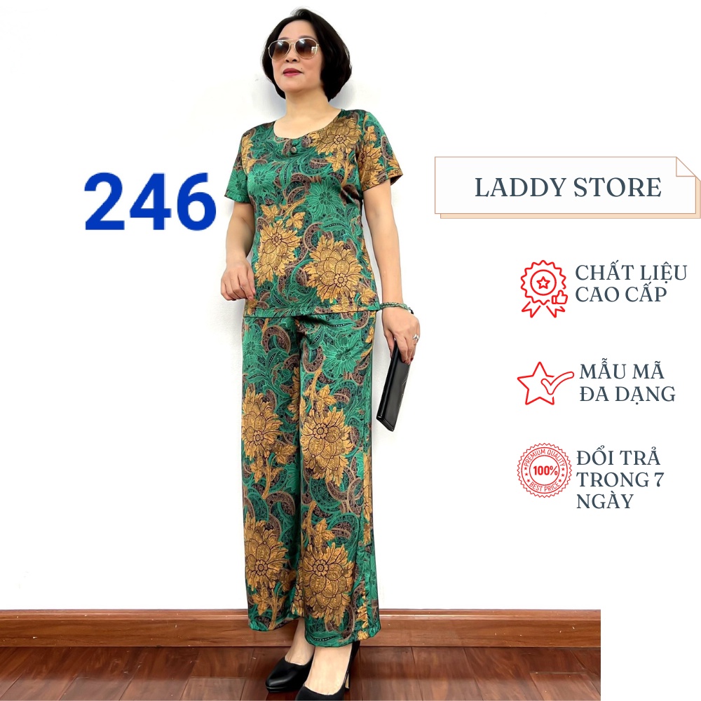 Đồ Bộ Trung Niên 2023 Chất Liệu Lụa Satin Cao Cấp Dành Cho Quý Bà - Laddy Store