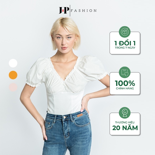 Áo kiểu cổ V tay phồng nhún ngực J-P Fashion C 10206589