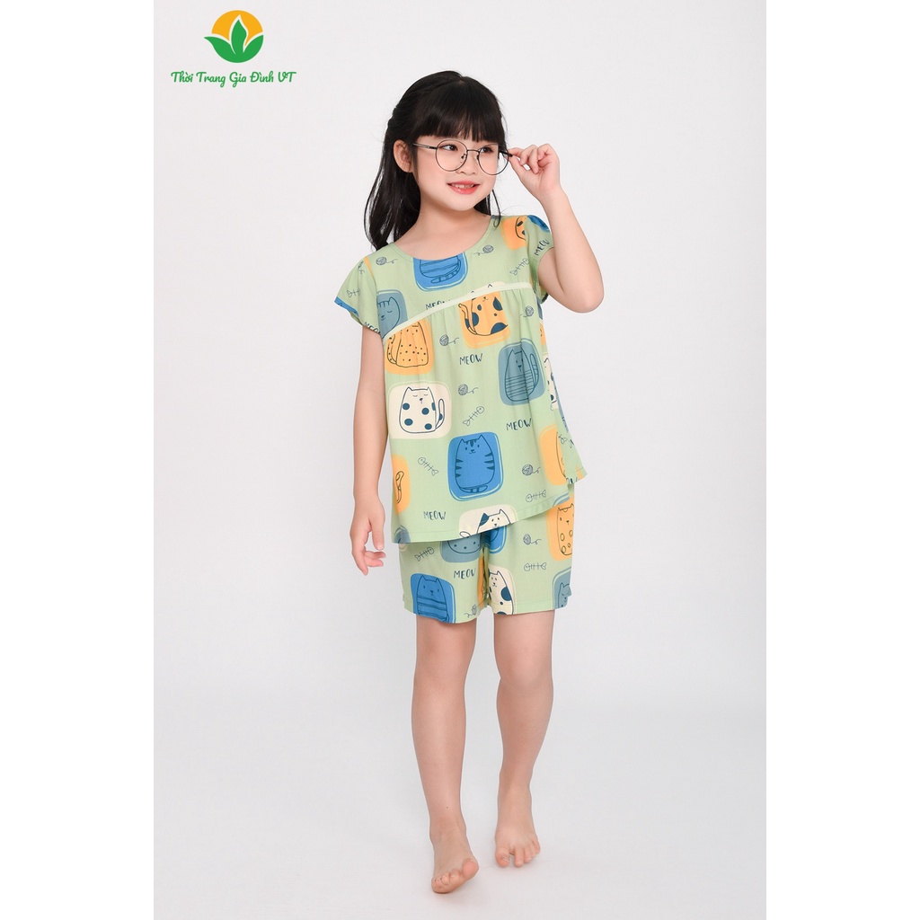 Bộ quần áo mặc nhà bé gái mùa hè Việt Thắng, quần đùi, áo sát nách, chất Lanh (tole) - B63.2310