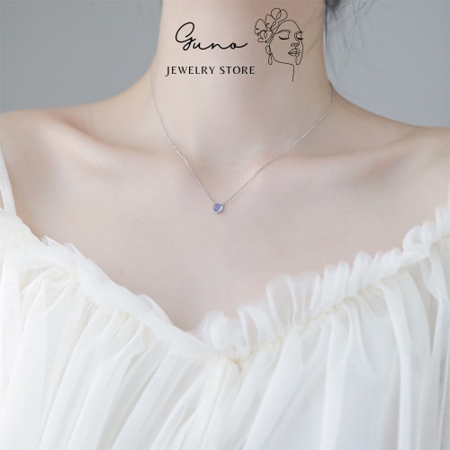 Dây chuyền bạc 925 đá mặt trăng moonstone may mắn hợp mệnh _ gunojewelry