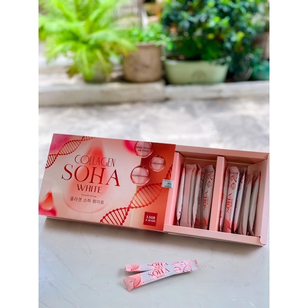 Collagen uống trắng da Soha White công nghệ Hàn mờ thâm sáng da