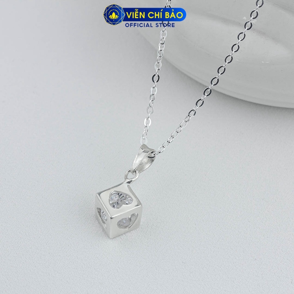 Dây chuyền bạc nữ Mặt lập phương trái tim bạc 925 thời trang phụ kiện trang sức Viễn Chí Bảo D400434