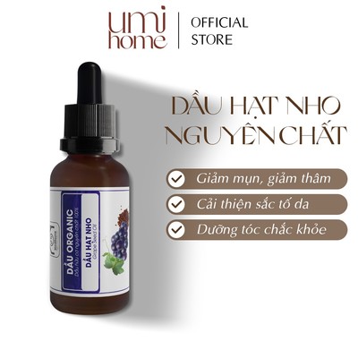 Dầu Hạt Nho hữu cơ UMIHOME nguyên chất | Grape seed oil Organic 10ML