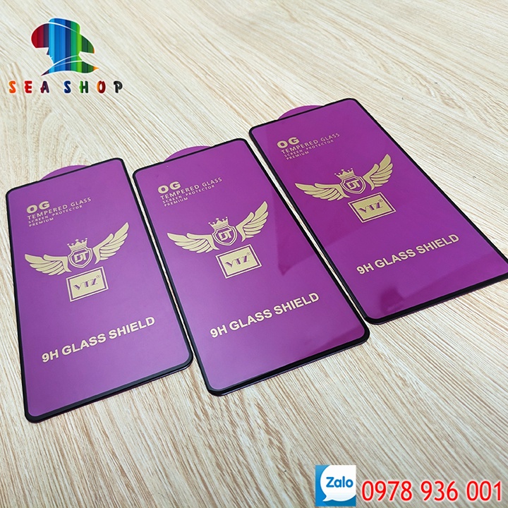 Kính cường lực cao cấp OG tím cho Realme C1,C2,C3i, C11, C12,C15, C17,C19,C20, C21, C25- Độ cứng cao, Cảm ứng mượt mà