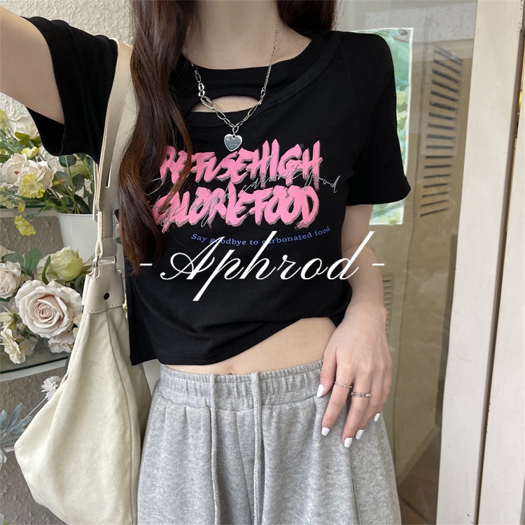 Áo Thun Ngắn Tay Cổ Tròn In Chữ Thiết Kế Mới Cho Nữ