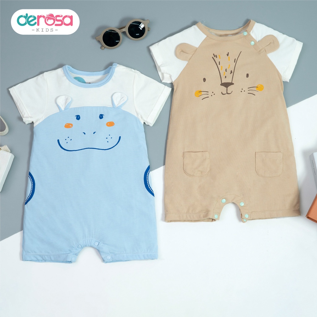 Bộ quần áo body cộc tay sơ sinh DEROSA KIDS đồ bộ liền thân cho bé từ 3 đến 12 tháng ASBB541-551BD