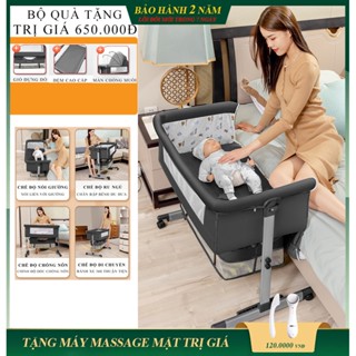 Nôi cho bé gấp gọn, nôi em bé sơ sinh có bánh xe di chuyển, tháo rời đa chức năng, có tặng kèm mà cho bé Bảo hành 2 năm