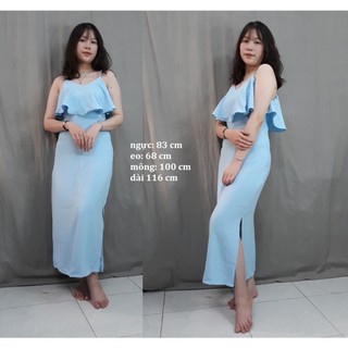 Đầm maxi voan 2 dây bèo ngực