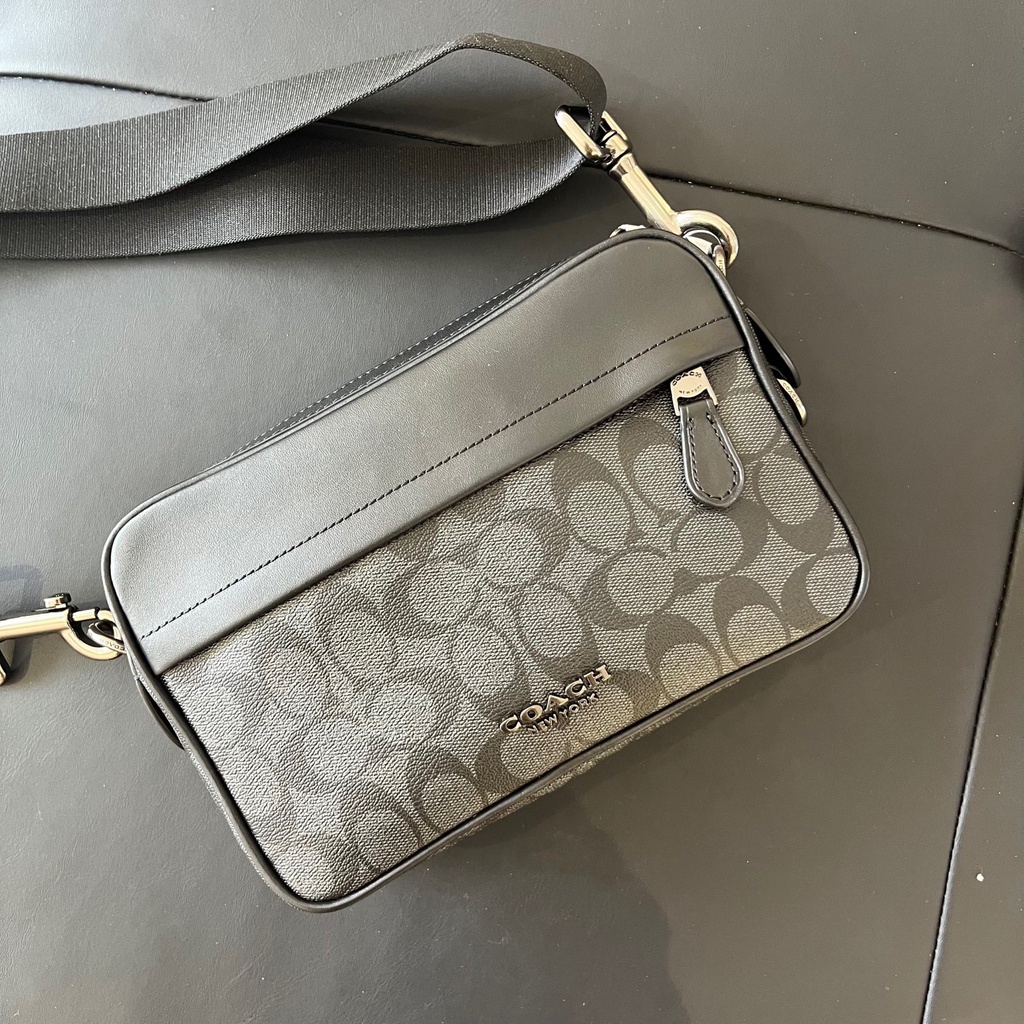 *CHÍNH HÃNG* Túi đeo chéo COACH GRAHAM CROSSBODY IN SIGNATURE CANVAS MÀU ĐEN XÁM - CODE: C4149