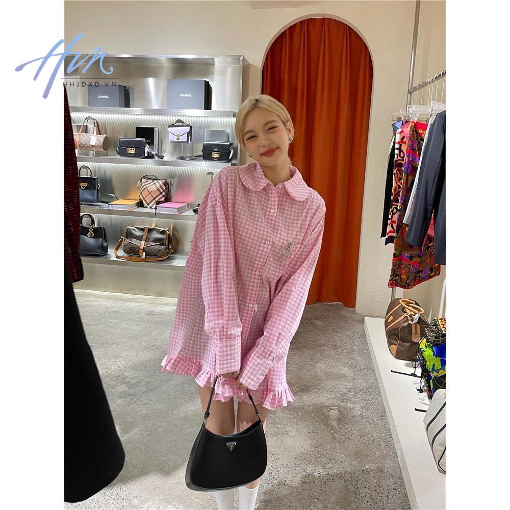 Áo Sơ Mi Viền Lá Sen Dễ Thương Thời Trang Mùa Xuân 2023 Cho Bé Gái