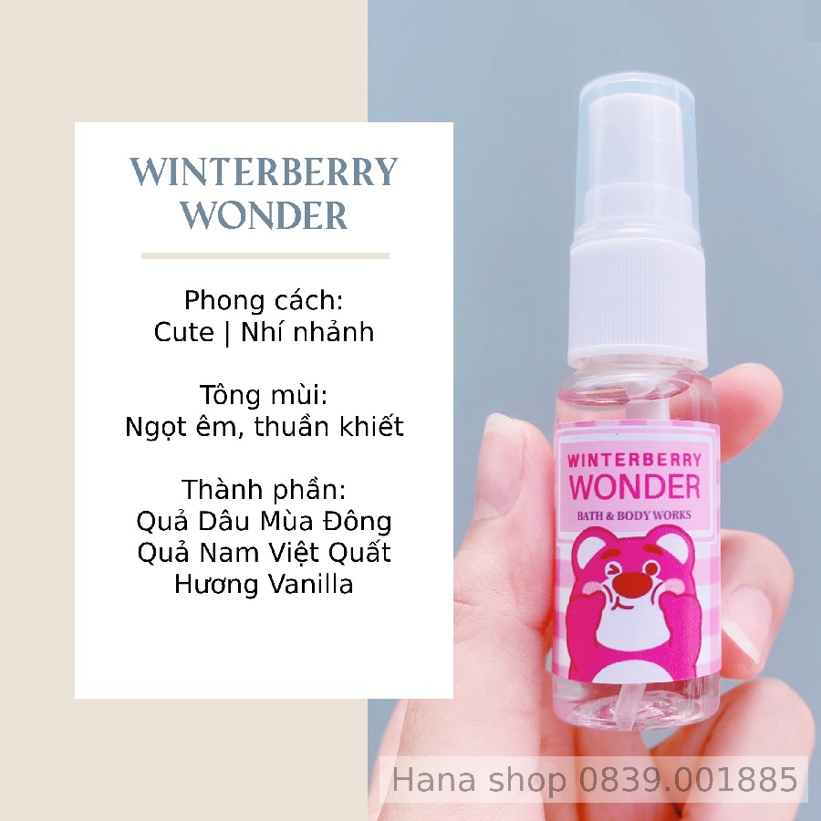 Body mist GẤU DÂU hương dâu ngọt mát chai 20ml