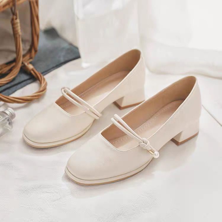 Giày cao gót giày da gót thô